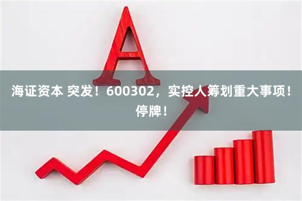 海证资本 突发！600302，实控人筹划重大事项！停牌！